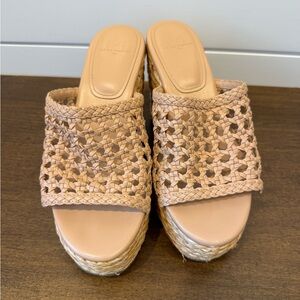 Marc Fisher Beige Woven Mules
